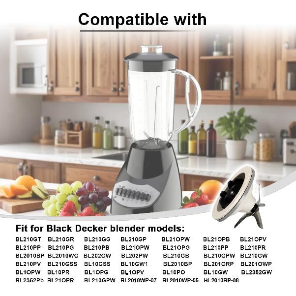 Stainless Steel Blender Blade with Silicone Gasket Compatible with Black and Decker Blenders BL2020S BL2010WP Replace#: 2010BG BL2010BPA