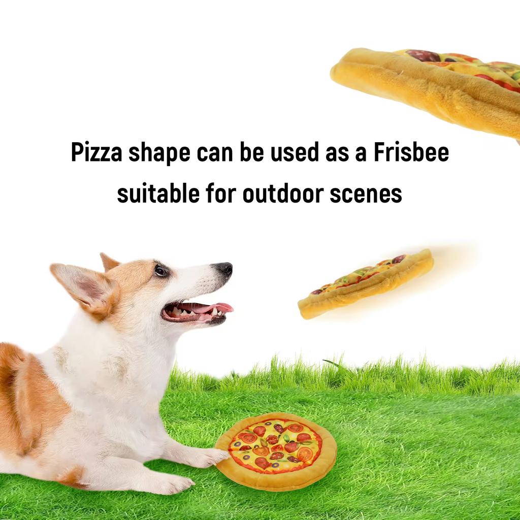 Custom Pizza Shapes Vocalize Grind Teeth Chew Interactive Plush Filled Dog Toys Squeaking Feeding Dog Toys