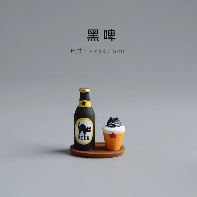 ZAKKA Cute Cartoon Tea Cat Ornament Resin Figurines Crafts Dollhouse Sushi Package Miniature Home Decor Desktop Accessories Gift
