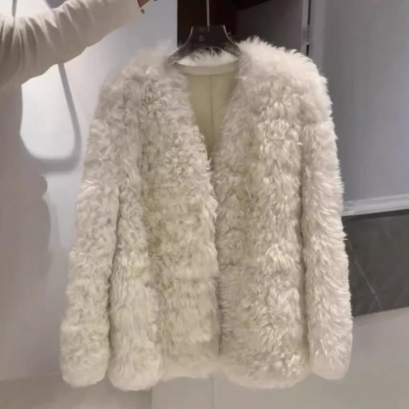 Autumn and winter new fur integrated lamb plush imitation fur coat women's coat short curly top
