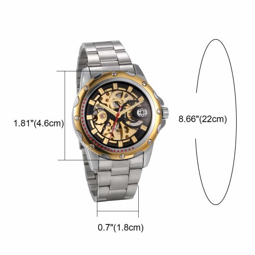 JEWELRYWE Men's Waterproof Watch, Popular Fashion Watch with Stainless Steel Strap, Skeleton Design, Automatic Movement, Casual, Business, Boyfriend,