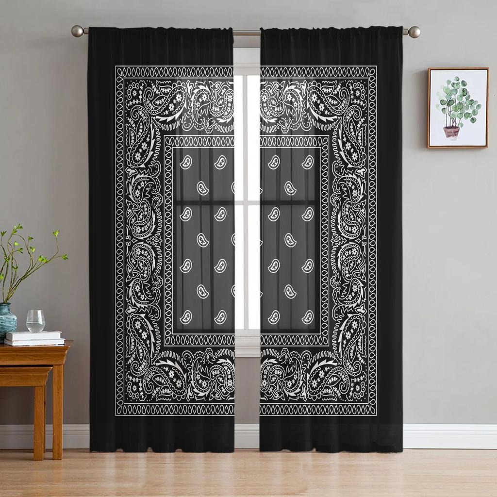 Statue Of Liberty Black White Tulle Window Curtains Living Room Organza Sheer Voile Curtain Bedroom Kitchen Home Decor Drape
