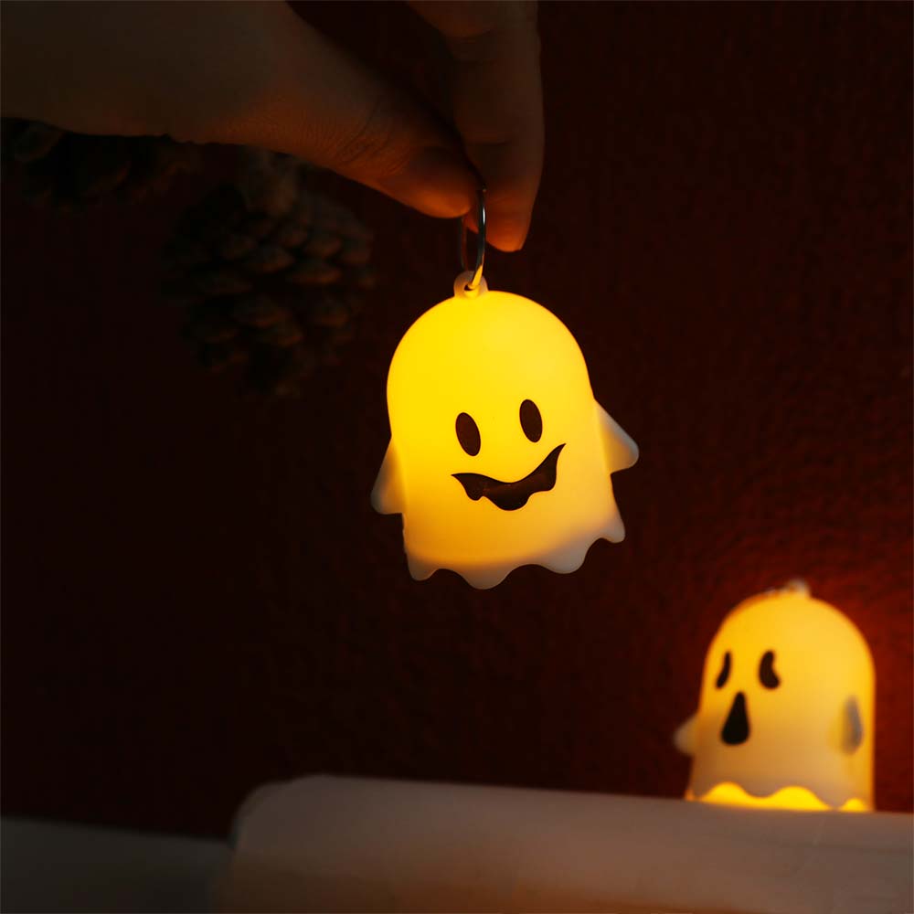 6PCS Creative Halloween Luminous Ghost Keychain Luminous Hanging Ghost Pendant LED Party Ghost Light Gifts Bag Charms