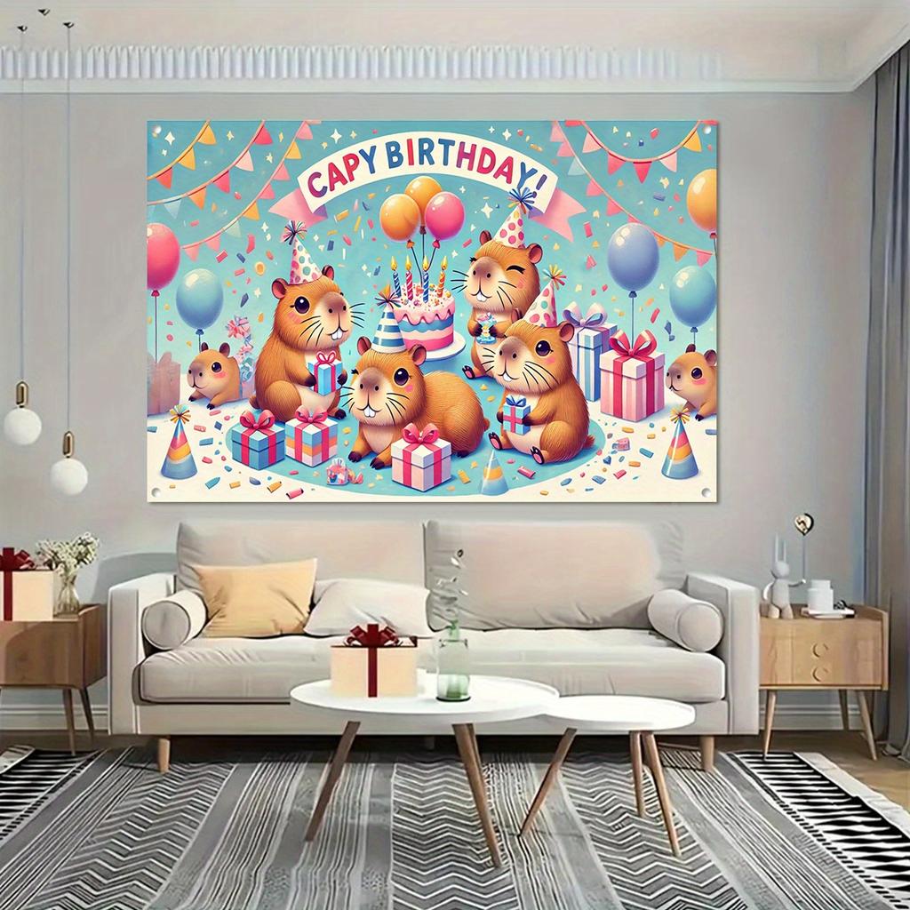 1 Piece a Party Capybara Birthday Celebration a Cute Capybara-themed Party Background Cloth a Birthday Party Decoration