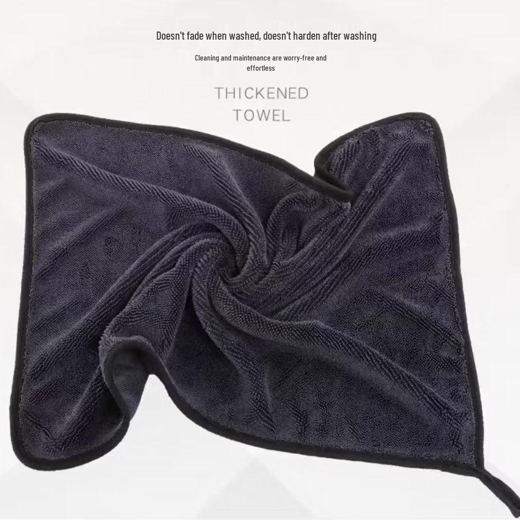 Korean Black Double-Sided Absorbent Car Wash Towel with Little Braids