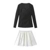 Fall and Winter New Women's Clothing French Style Square Collar Long Sleeve Velvet Tops + High Waist A- line Pleated Short Skirt Two-piece Set
