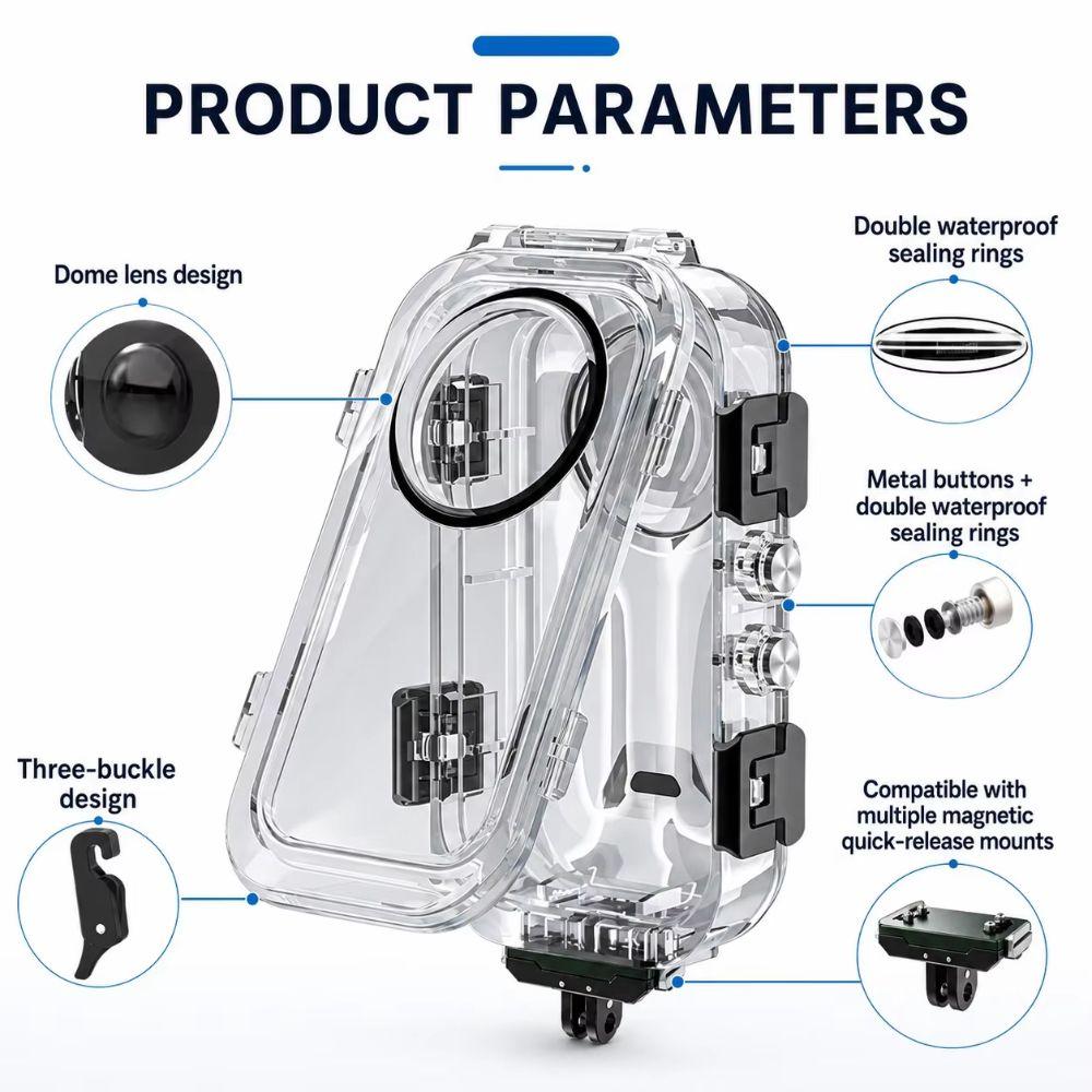 Quick Release Invisible Dive Case Underwater Diving Shell for Insta360 X6 Action Camera Accessories
