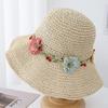 Garland flowers empty straw hat women summer travel sunscreen sunshade bucket hat women seaside vacation sun hat
