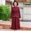 Stylish Two-Piece Faux Dress for Women - Mid-Age Spring/Autumn Design with Belly-Concealing Frog Button