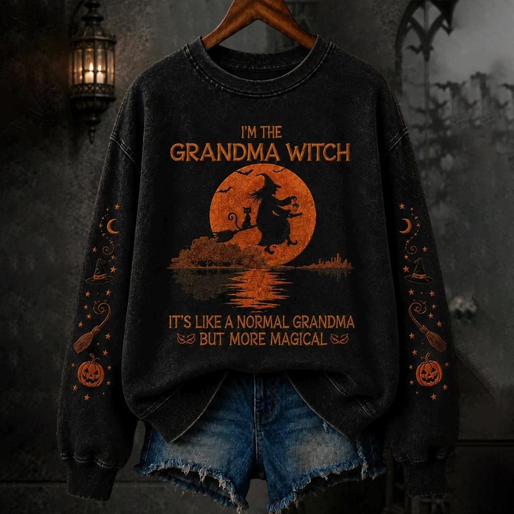 Women's Halloween Print Pullover Neck Long Sleeve Top
