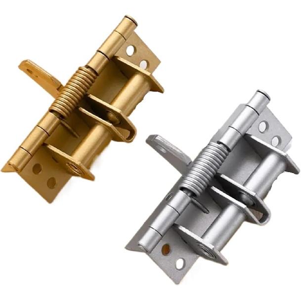 4pcs 4 inch Positioning Hinge Spring Self-aligning Hinge Automatic Closing Door Multi-Function Screen Door Hinge Furniture Supplies(Gold)