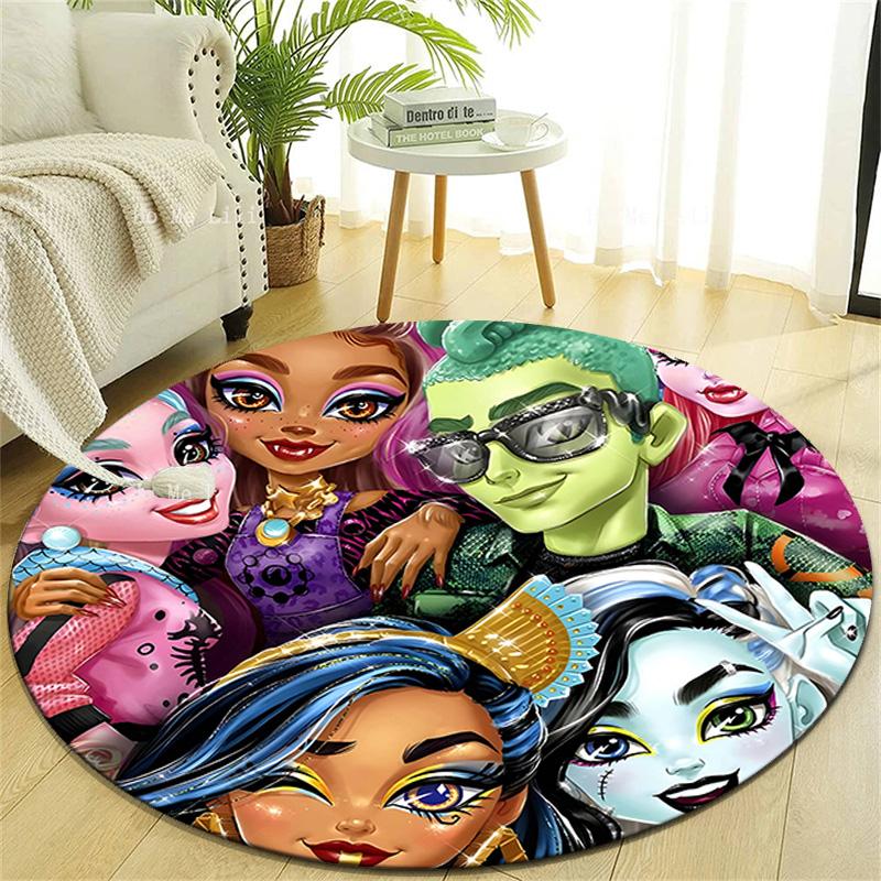 1pc Monster High Draculaura4 Design Printed Area Round Carpet for Bedroom Living Room Home Decor Rugs Mat Non Slip Mat Rug for Bedside