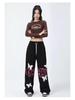 American Graffiti Butterfly Sweatpants: Korean Jazz Street Dance - Women's High-Design Spring/Summer Casual Wear