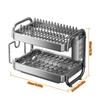 Dish Drying Rack Multifunctional Rustproof Big-capacity Bowl Storage Shelf Stainless Steel Multilayer Spacesaving Draining Shelf