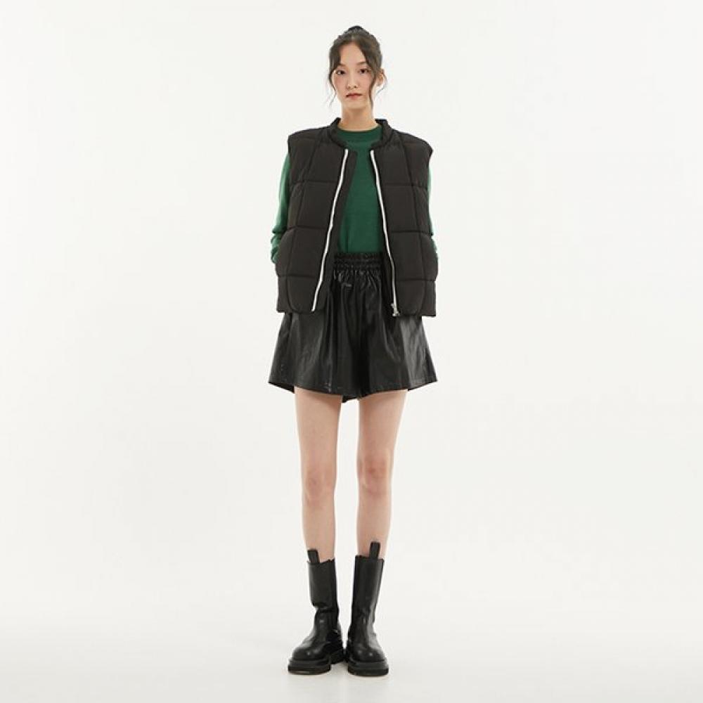 Lap Waistband Leather Short Pants An4lpa40