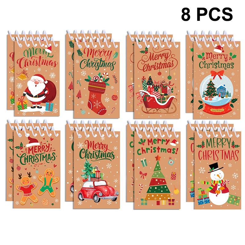 Zestaw 4/8/16 szt. Świąteczny Spiralny Notes Kieszonkowy Przenośny Mini Notes Notes Spiralny Dzienniki Szkolne Upominki na Imprezę Świąteczną