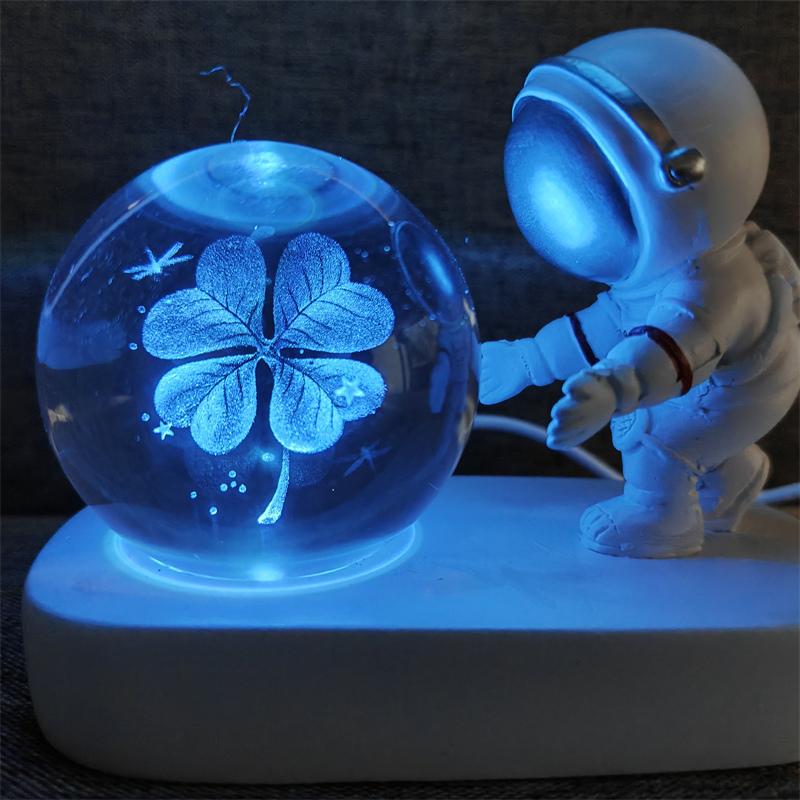 Astronaut Creativ 3D Minge de Cristal Led Lumină de noapte pentru Dormitor Copii Planetă Spațiu Lampă Sistem Solar USB Cadou de Crăciun pentru copii