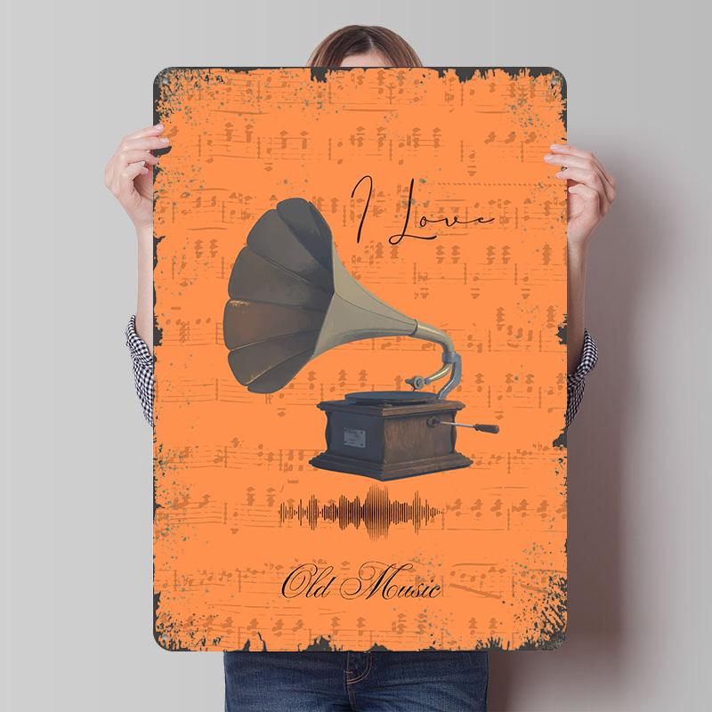 I Love Old Music Tinplate Poster Customized Wall Art Vintage Retro Metal Signs for Modern Home Decoration Luxury Bar Accessories