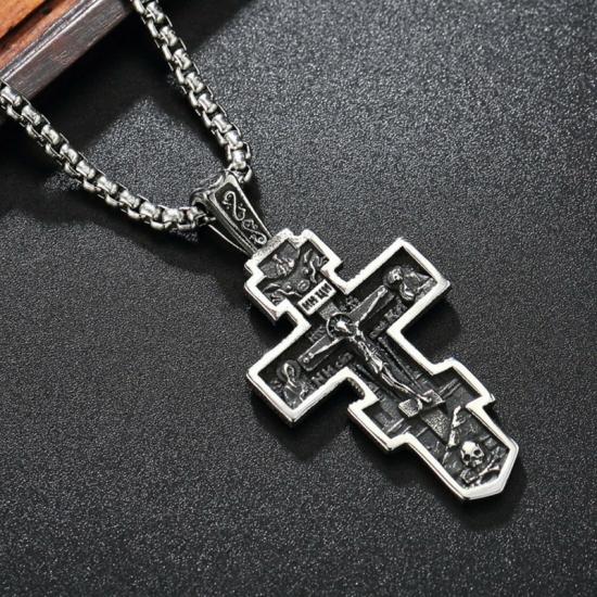 Cool Mens Gold Plated Jesus Crucifix Cross Pendant Necklace For Men Stainless