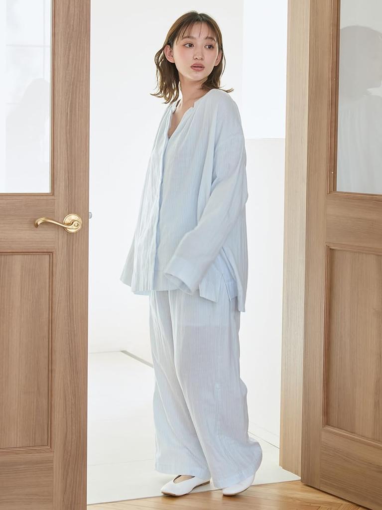 Gelato Pique Gauze Striped Long Pants PWFP254350BLUF