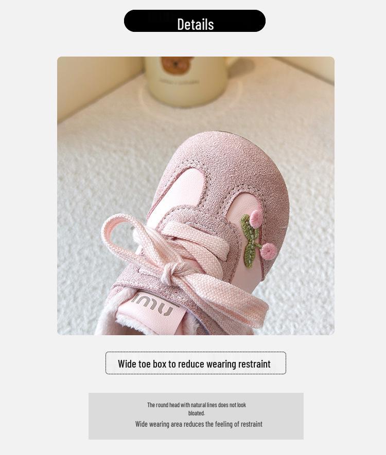 Girls' Princess Velvet Sneakers - New 2025 Autumn/Winter Toddler & Children's Casual Board Shoes