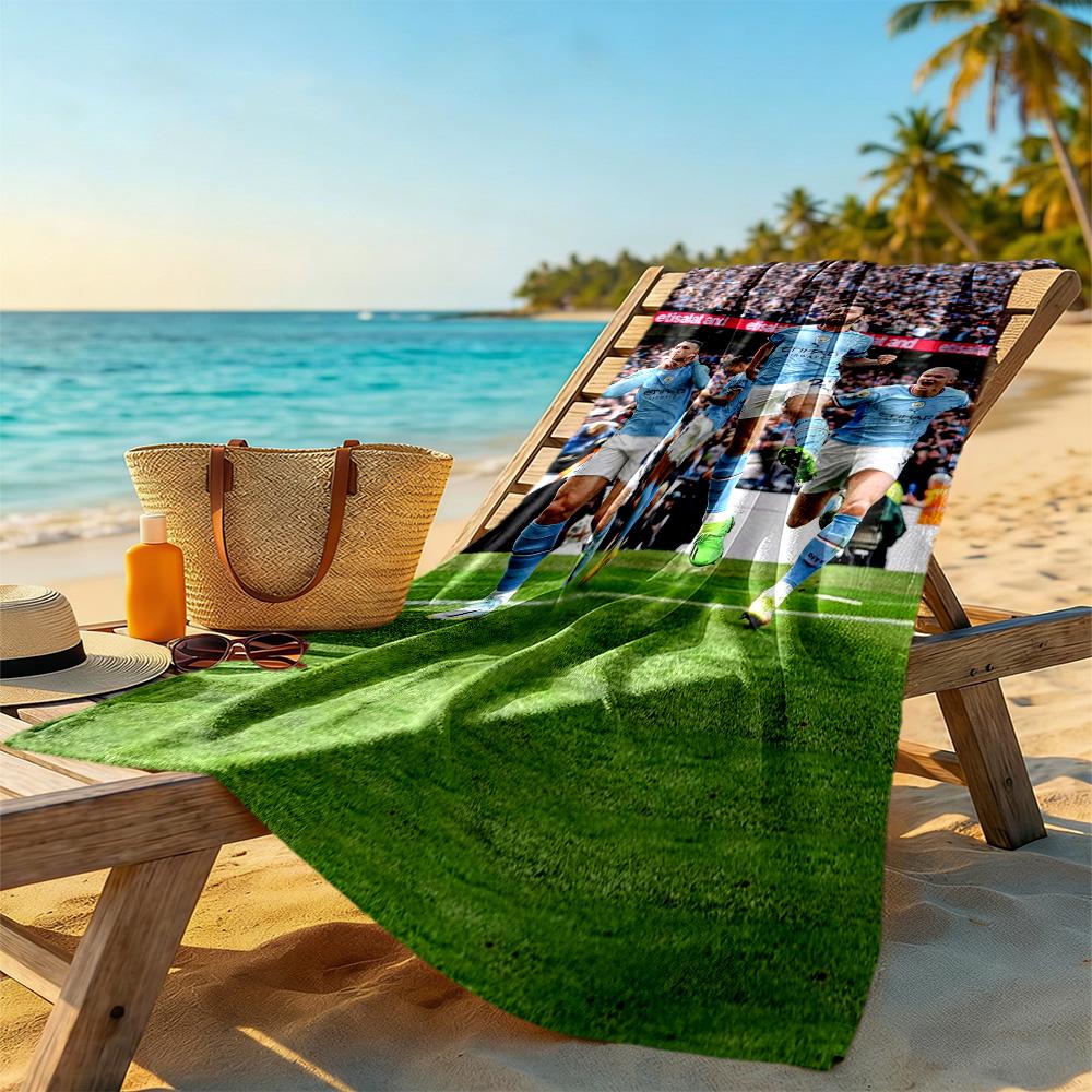 Asciugamano da Spiaggia Stile Manchester City FC Morbido Resistente Asciugatura Rapida Confortevole Leggero Adatto per Nuoto, Palestra, Campeggio, Yoga Vacanze