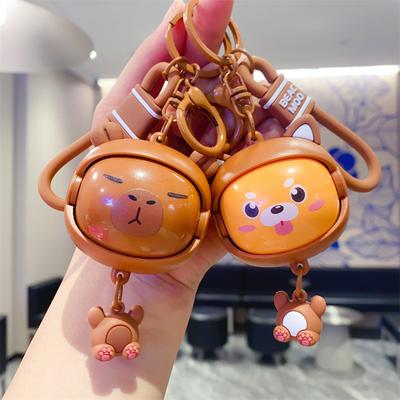Creative Decompression Kapibara Shiba Inu Face-changing Turn Toy Keychain Women's Bag Pendant Key Chain Gift