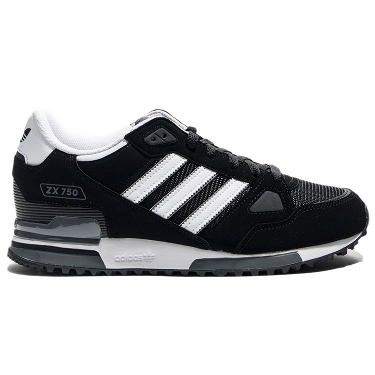 Adidas Originals ZX 750 Fabric Comfortable Versatile Durable Low-Top Lifestyle Casual Shoes Unisex Casual Shoes Black White BB6843