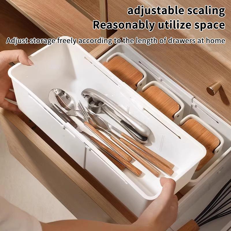 2Pcs Home Pull-Out Storage Box Drawer Telescopic Organizing Box Cosmetics Plastic Bedroom Study Partition Telescopic Box