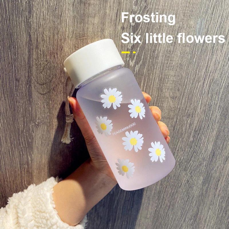 500ml Plastic Daisy Water Bottle with Portable Rope Travel Water Cup Juicing Bottles Tea Cup Female Student Creative Handy Cup