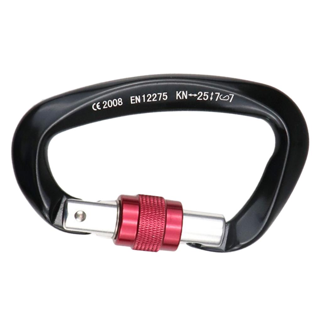 Aviation Aluminum Hammock Safety Carabiner D Type Keychain Buckle Black