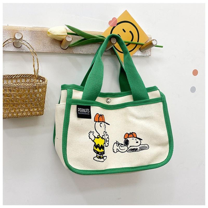 Cute cartoon Snoopy bento canvas bag large capacity multi-function portable canvas bag