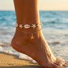 Bohemia Starfish Shell Beaded Anklet For Women Handmade Rice Beads Pearl Conch Bracelet On the Leg Summer Barefoot Beach Jewelry