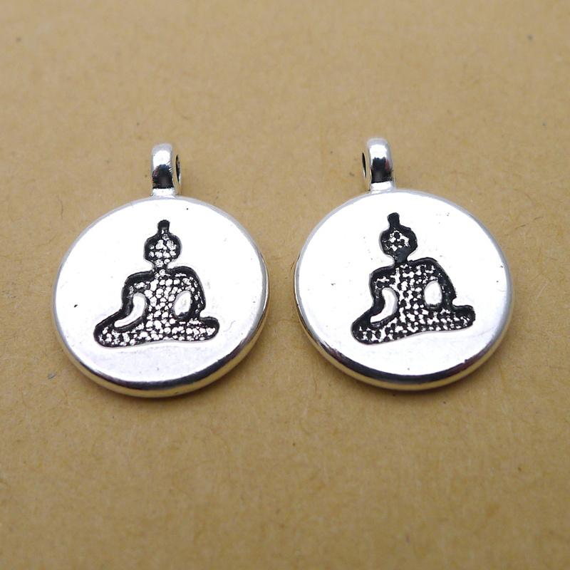 10 szt./partia Srebrny kolor Czakra Amulet OM Budda Lotos Wisiorki Pasują do DIY Tworzenie Biżuterii Elementy Akcesoria do Bransoletki Jogi 15*15mm