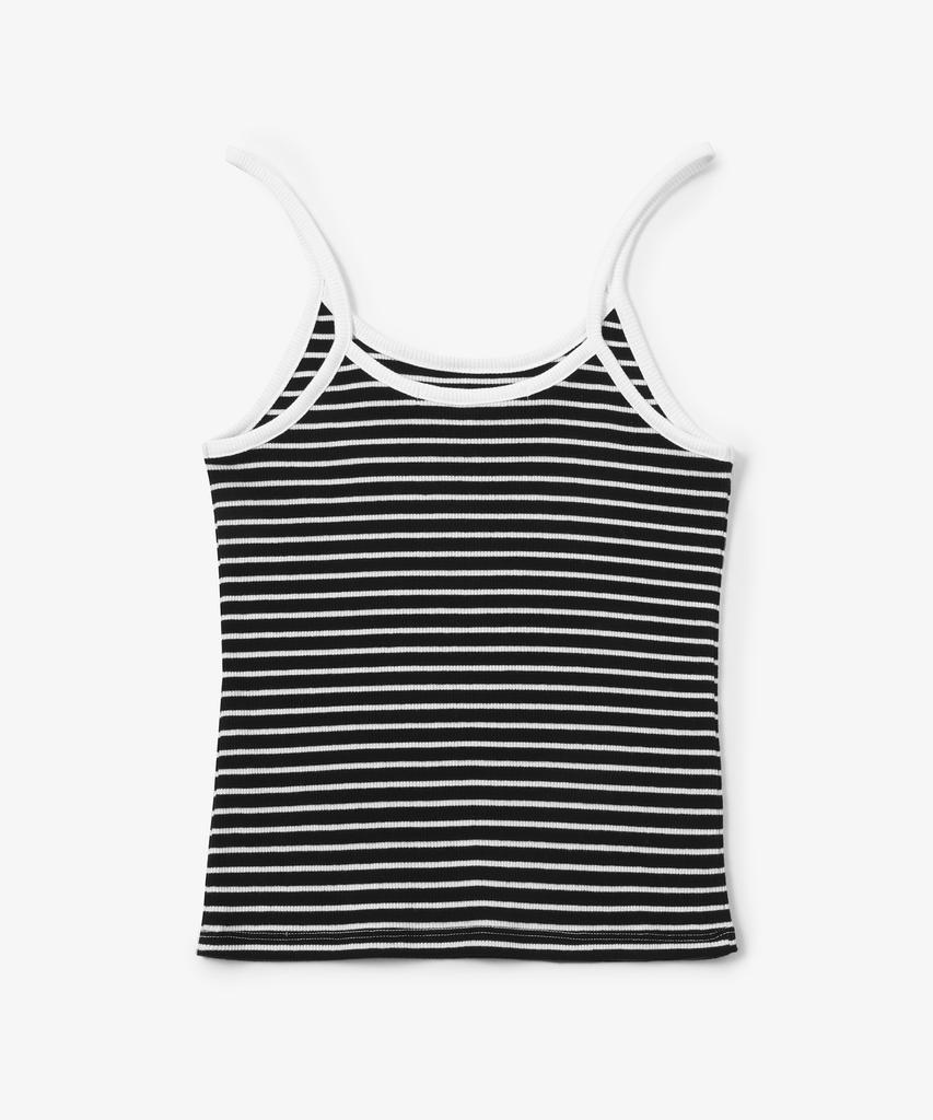 Solteuaenchokollis Striped Sleeveless Rib Knit Black 4W2321006