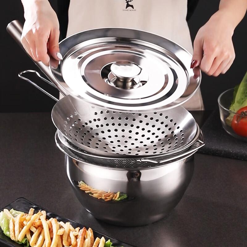 Xidien 304 Stainless Steel Deep Fry Strainer Set