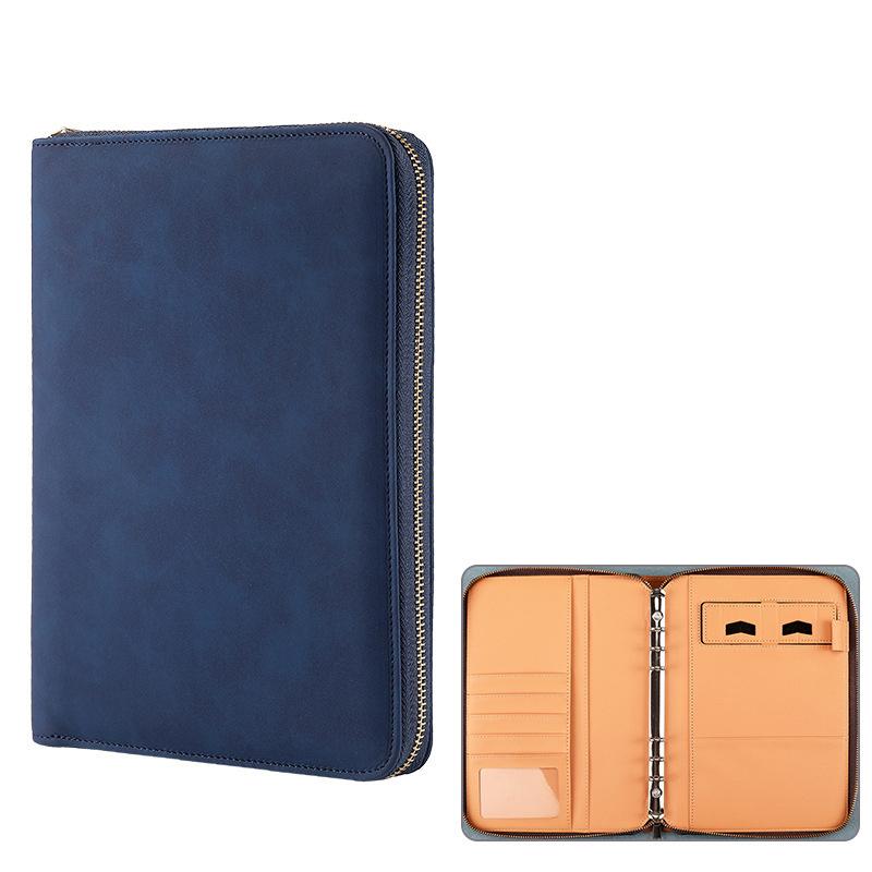 A5 Business Portfolio Notizbuch Loseblatt Ringordner Reißverschluss Tablethülle PU-Abdeckung für Meeting Reise Organizer Spiralgebunden Geschenk