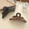 2026 Autumn/Winter High-End Retro Leather Bow Hair Claw Clip