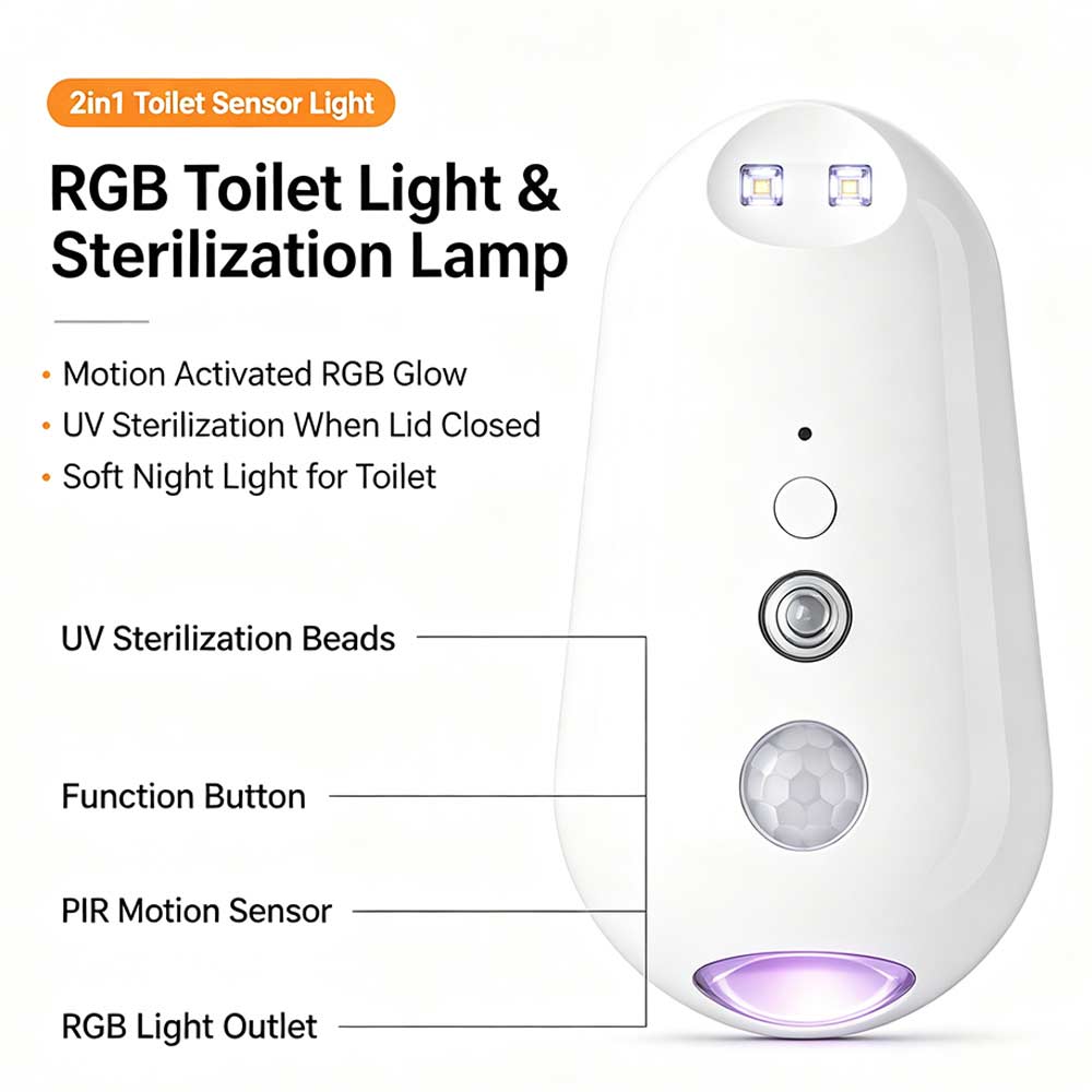 Automatic UV Sterilization Toilet Lid Sanitizer Motion Sensor Activated Toilet Night Light Travel