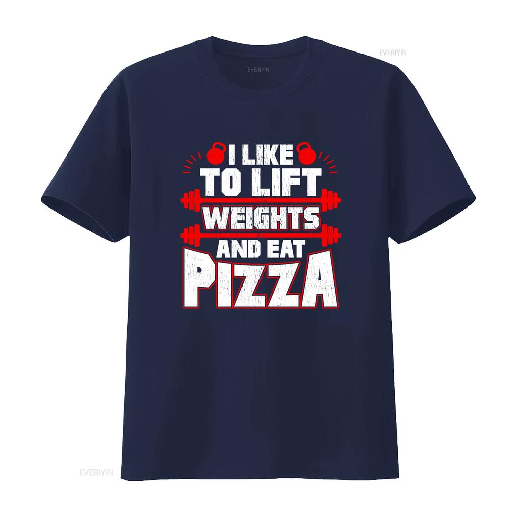 Funny Gym Workout Lift Weights Eat Pizza Slogan Print Casual T Shirt vintage Washed fashion Comfortable Versatile