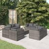 Vidaxl 9-Cz. Garden Lounge Set, Cushions, PE Rattan, Grey