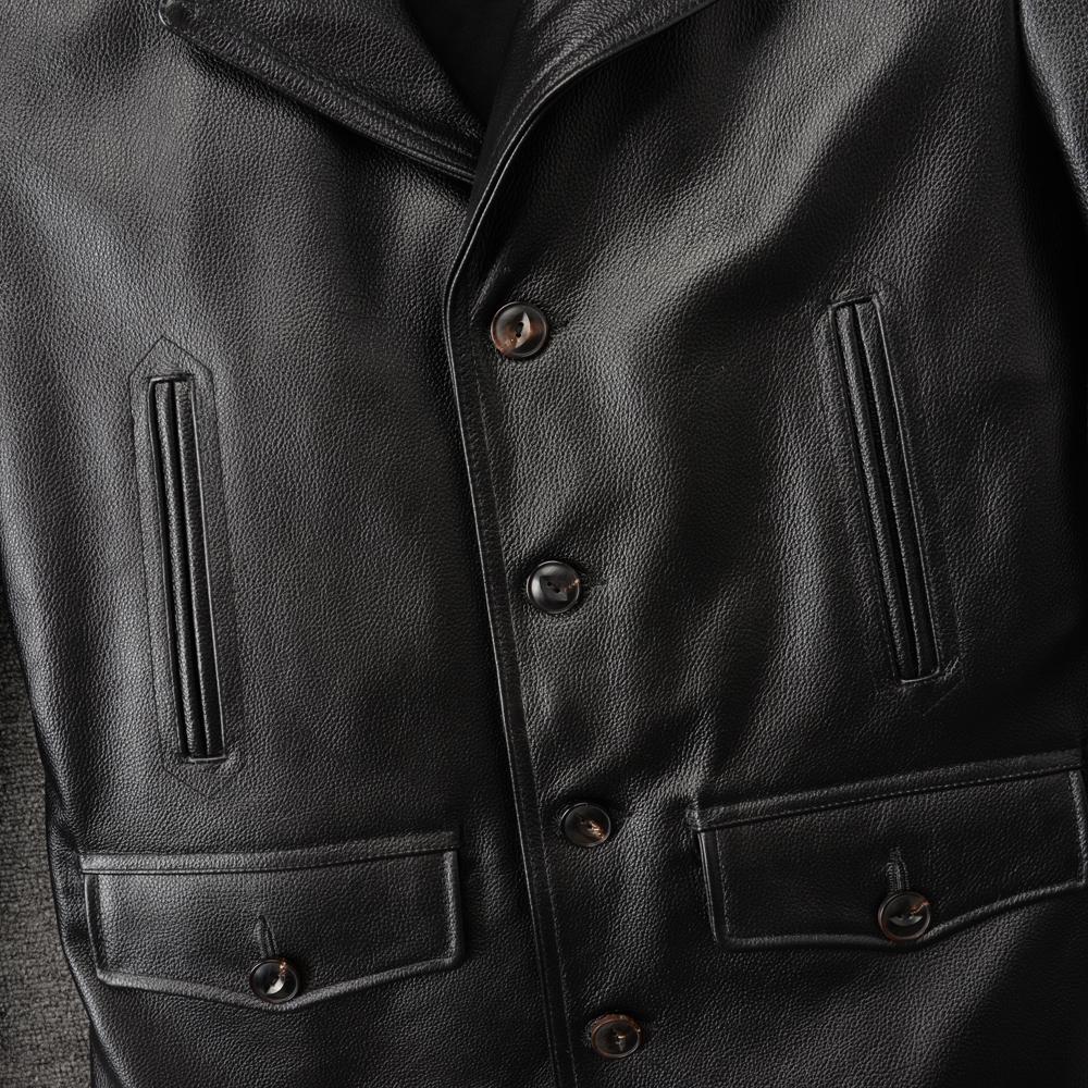 Casual Men Jacket Genuine Cow Leather Coat Black Real Cowhide Coat Slim Fit Spring Autumn