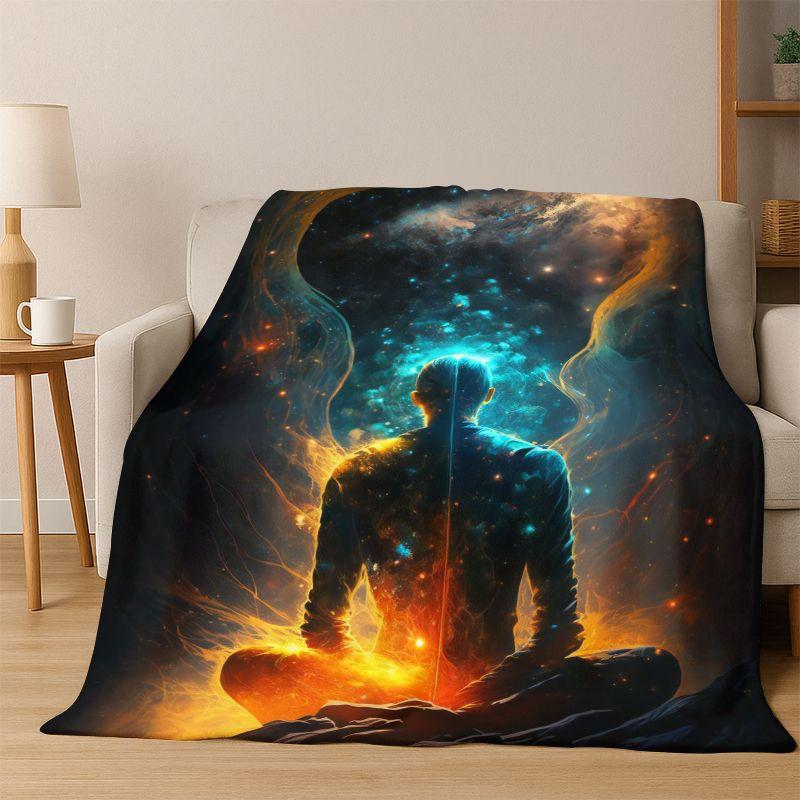 Yoga Cosmic energy Rainbow 33 Chakra Meditation Flannel Blanket Soft Warm Throw Blanket for Bedroom Living Room Bed Travel gift