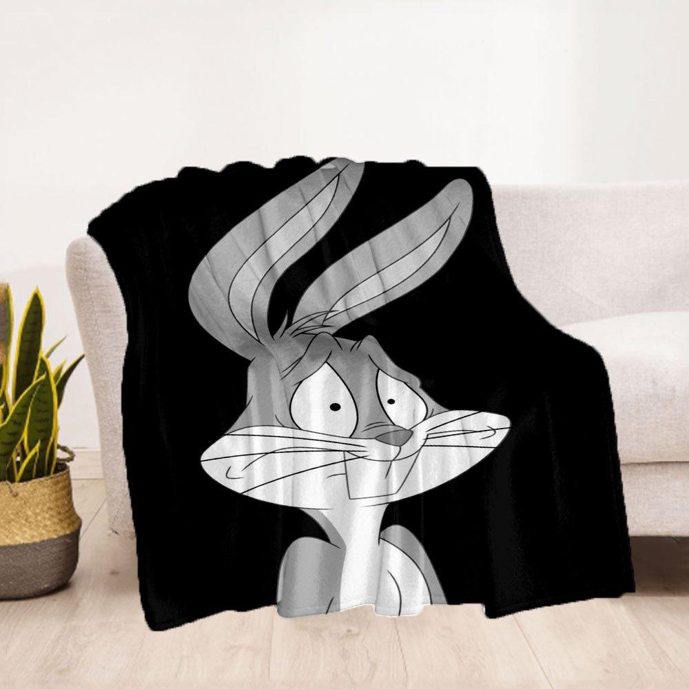 "Looney Tunes Bugs Bunny Poster - Classic Cartoon Art Print"Blanket Flannel Throw Blanket for Sofa, Bed, Travel, Camping, Office
