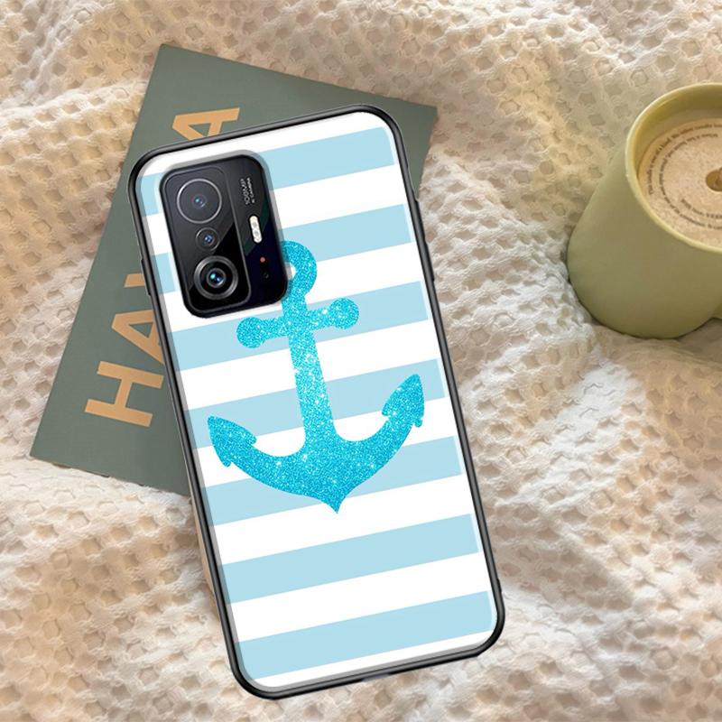 Stripes Anchor Boat Ship Cover For Xiaomi 12T 11T Pro 12 13 Lite Case For POCO X5 X3 Pro X4 F4 GT F3 M5s F5 Pro Coque
