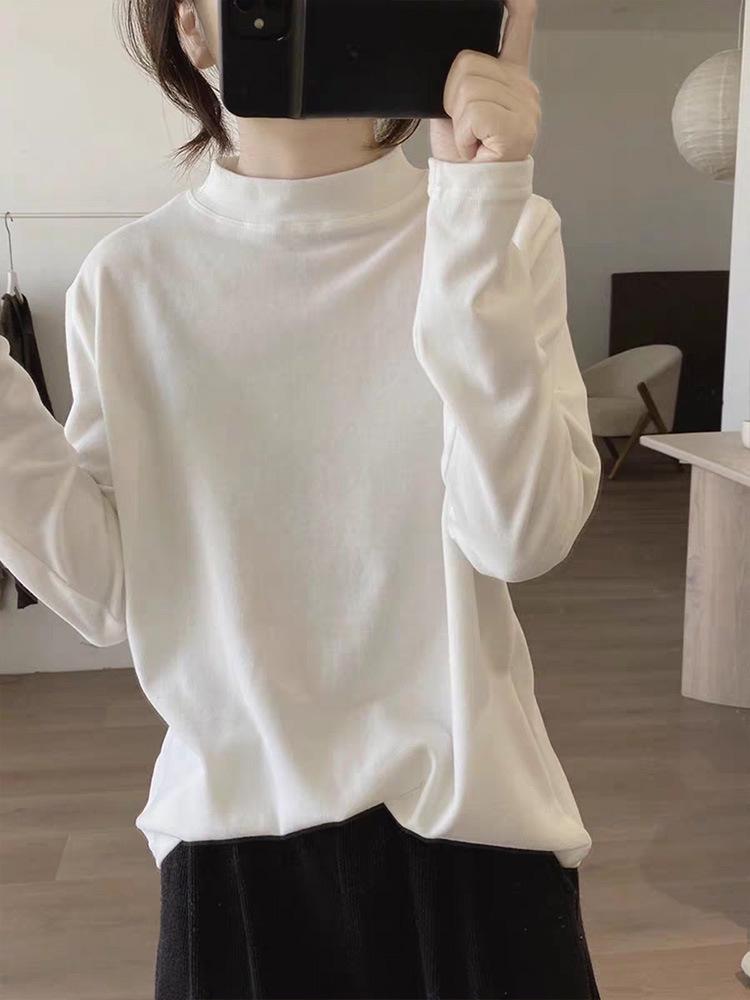 Women's Slimming High Neck Apricot Thermal Fleece Long Sleeve Casual Top - 2026 Autumn/Winter Collection