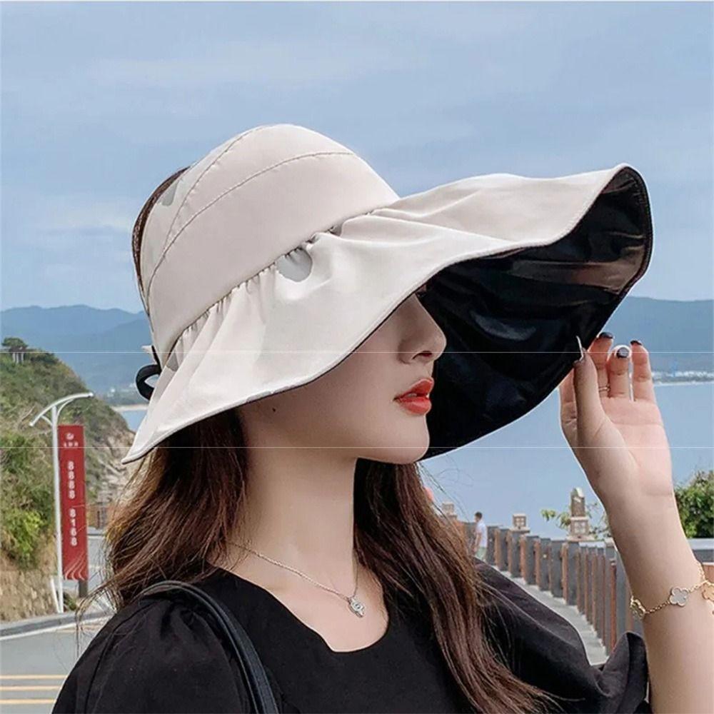 Empty Top Large Visor Sun Hat Foldable Sunscreen Bucket Hat Fashion Summer Sun Cap  Outdoor