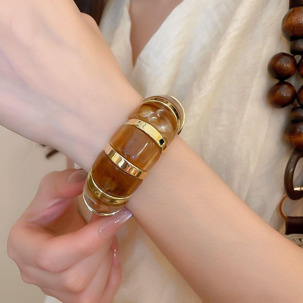 Resin Acrylic Bangle Europe American Style Exaggerated Bracelet Exaggerated Elastic Bracelet  Gift