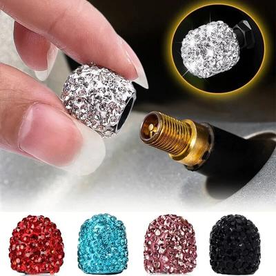 4PCS Crystal Car Tire Valve Caps Diamond Shining Dust-proof Wheel Valve Cover Vehicle Bling Car Charms Decor Auto Amagi