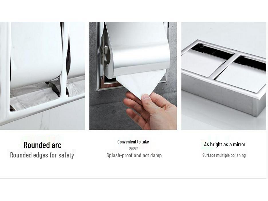 Stainless Steel Concealed Wall-Mounted Double Roll Tissue Holder